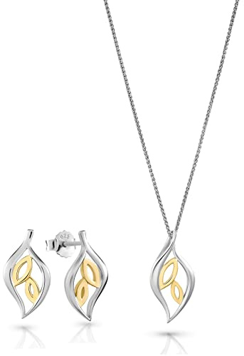 Orphelia , Ensemble de bijoux argent sterling Pas de pierre précieuse aux femmes, Silver/Gold, Standard - SET-7523