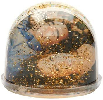 Glitzerkugel mit Goldglitzer, Höhe 85 mm, 2 Fotos, Gold Glitzer, Fotokugel Schneekugel…