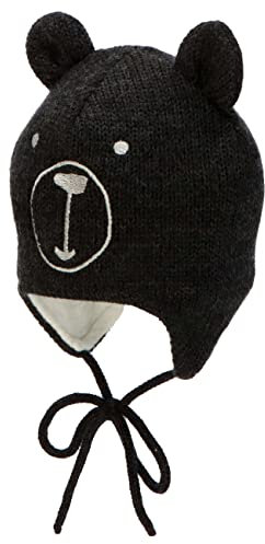 Sterntaler Baby Jungen Strickmütze Baby Strickmütze Mütze - Baby Strickmütze, Mütze Baby - aus Wolle mit Bindeband - anthrazit meliert, 43