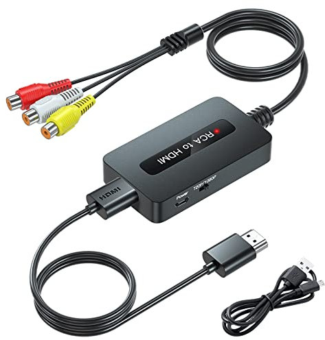 Kirolle Weiblich RCA auf HDMI Kabel konverter, CVBS Composite AV auf HDMI Konverter für N64/PS2/Wii