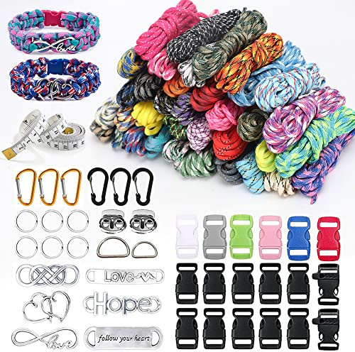 LUPATDY Paracorde 550 - Corde Double et jumelé et Demi en Nylon - DIY - Multifonction - avec Boucle et Aiguilles à Coudre - Porte-clés