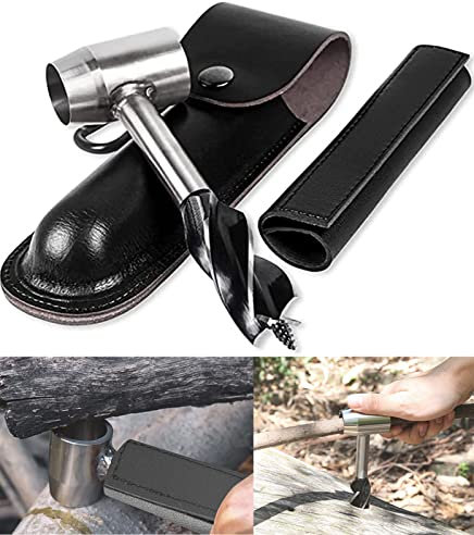 Guanyj Bushcraft Handschraube, Holzbohrer, manuell, Handschrauben, Bushcraft, Mehrzweck-Handbohrer, Handbohrer, Bushcraft, Survival-Ausrüstung (schwarz), schwarz, 26,2 cm