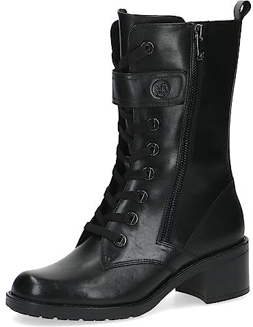 CAPRICE Damen Stiefeletten mit Absatz Memotion aus Leder Blockabsatz Weite G, Schwarz (Black Nappa), 38 EU