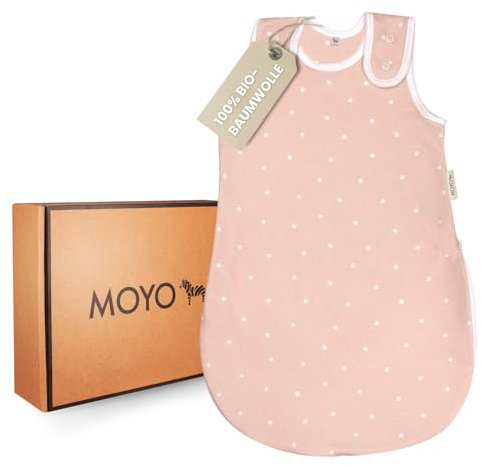MOYO Sacco a pelo per bambini, rotondo, 1 TOG, in cotone biologico, per tutto l'anno, sacco a pelo e sacco a pelo estivo, set per neonati (rosé 86/92 con pois