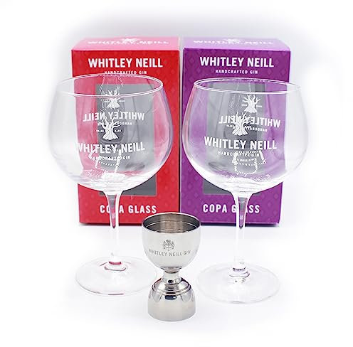 Strength & Honour | 2 x Whitley Neill Handcrafted Balloon Copa Goblet Gin and Tonic Glass & 1 x Measure Jig