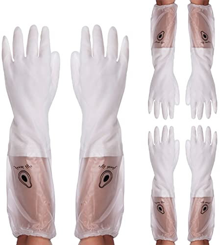 BAMFY Antideslizante Guantes Limpieza 3 Pares Reutilizable Guantes De Goma Cocina Lavadero Jardinería Guantes Fregar