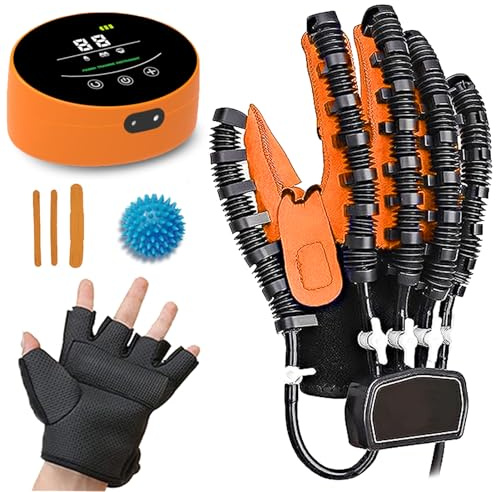 Emiplegia Guanti Robot Per Riabilitazione, Fisioterapia Attrezzi Riabilitazione Per Pazienti Con Ictus, Artrite Guanti Addestramento Della Flessibilità Della Dita(Size:Destra M,Color:Arancione)