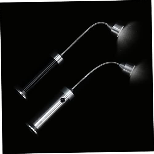 Homoyoyo 2 Pcs Led Barbecue Grill Light Magnetic Bendable Hose Lamp for Outdoor BBQ Maintenance Work, Flexible Flashlight Tool, Black and Silver Set