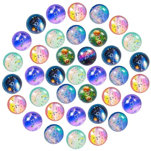 LXBCTOP Space 36 PCS Space Bouncy Balls, Star and Planet Bouncy Balls for Kids Party Bags, 30mm Space Ball Party Bag Fillers for Kids, Colorful Bouncy Ball for Festival Birthday Gifts