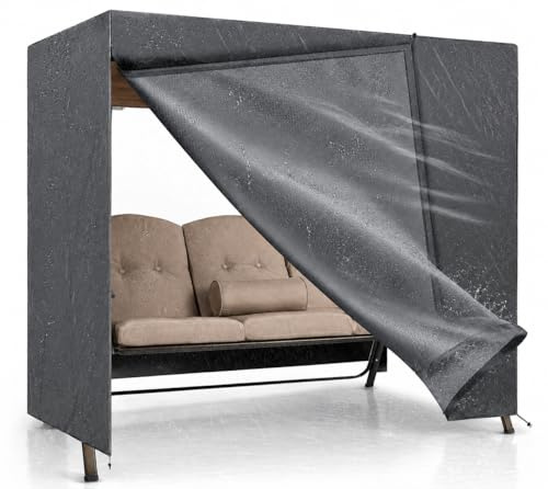 Lona para columpio de jardín, 210 x 150 x 150 cm, para 2,3,4 plazas, cubierta impermeable, resistente al viento y protección UV, funda protectora resistente (1)