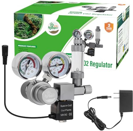 Hygger CO2 Aquarium Co2 Regulator, Dual Gauge Accurate Display, with 12V DC Solenoid Valve, Bubble Counter and Check Valve,for Establishing CO2 System in Aquatic Plant Tank