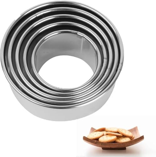 Lot de 5 anneaux de cuisson, anneaux à dessert de 8 cm, emporte-pièces ronds, 5 tailles, anneaux de service ronds, anneau de moussage en acier inoxydable, pour les amateurs de pâtisserie et les