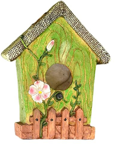 Casa de pájaros para árbol | Casa de pájaros tallada a mano de resina | Caja anidada colorida, cabaña decorativa para mascotas, decoración de jardín para porche, patio, balcón