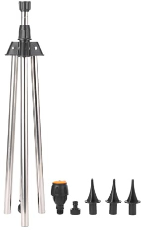 Risegun - Irrigatore a treppiede rotante, irrigatore a treppiede telescopico ad impatto, irrigatori automatici rotanti a 360 gradi per l'irrigazione del prato, del giardino e del cortile