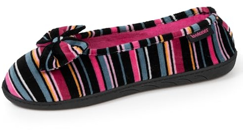 Isotoner Chaussons pantoufles Ballerines femme semelle ergonomique confortables, semelle à mémoire de forme, 39, rayures