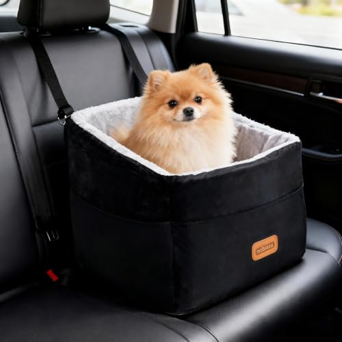 Nobleza Seggiolino Rialzato per Cani Fino a 13 kg, Seggiolino Auto per Cani Lavabile e Staccabile sotto, Cuccia Cane Auto con Tasche Portaoggetti, 50 x 50 x 40 cm