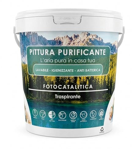 Pittura Antimuffa Fotocatalitica per Interni Lavabile, Bianco, 5 Kg