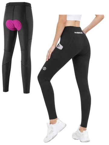 INBIKE Pantalon Cycliste Femme Rembourré 3D Pantalon Velo Pantalon VTT Respirant Haute Élastique 2 Poches YY008