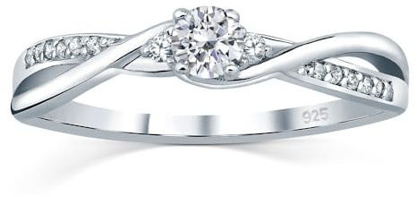 SILVEGO Anello di fidanzamento in argento 925 con Swarovski Zirconia
