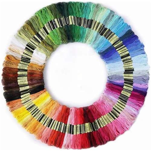 Binnan 100 Docken Stickgarn Set,Multicolor 8m 6-Fädig Stickgarn Sticktwist Nähgarne Stickerei für Kreuzstich Basteln