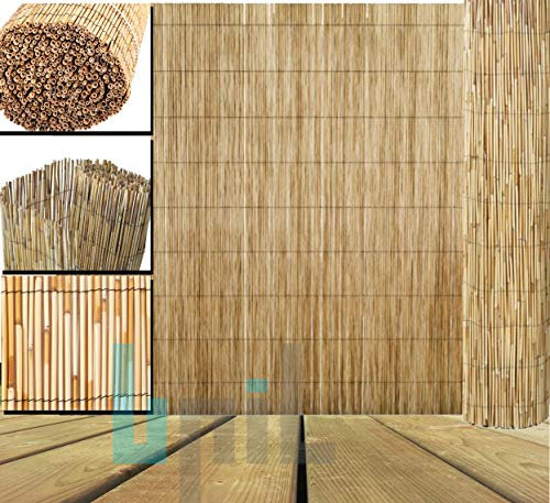Natural Peeled Reed Garden Screening Roll – 1x4m Outdoor Wooden Fence, Decorative Privacy Screen for Fencing, Walls, Pergolas, and Tiki Bars, Easy Installation with Cable Ties, Wire