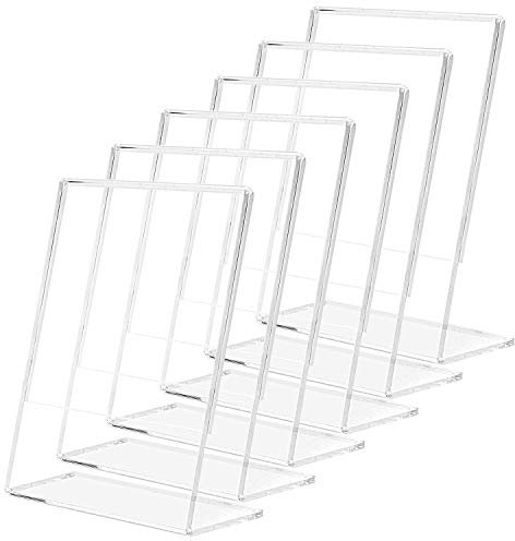 6 Stück A4 L Ständer A4 Tischaufsteller schräg mit dickerer Platte 2.4mm, Thekenaufsteller Werbeaufsteller Menükartenhalter aus glasklarem Acrylglas für Fotos, Menükarten in Restaurant, Cafe Shop usw