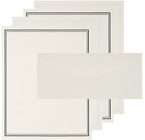 Belle Vous Writing Stationery Paper with Envelopes (72 Pieces) - 48 Premium Letter Size Sheets, 24 Envelopes - Vintage Paper Set for Invitations, Letter Writing, Thank You Letters, and More