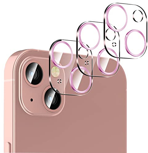 IOPYKKOA 3 Stück Kamera Schutzglas Kompatibel mit iPhone 13/iPhone 13 Mini Kameraschutz [10S Schnelle Installieren] Kratzfest, 9H Härte, HD-Klar, Vollständiger Rosa