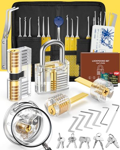 Eventronic 37+5 Stück Lockpicking Set, [Super Spaß & Bessere Praxis] Dietrich Set mit 5 Transparente Schlösser, Bieten Sie Lockpicking Guides für Anfänger und Profis