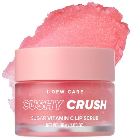I DEW CARE Overnight Lip Scrub - Cushy Crush | Sugar Vitamin C, Scrubber Exfoliator Products, for Dry and Chapped, Vegan 1.05 Oz