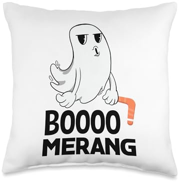 Boomerang Gift Idea Boomerang Thrower Sports Ghost Player Boomerang Thrower Sports Throw Pillow, 16x16, Multicolor