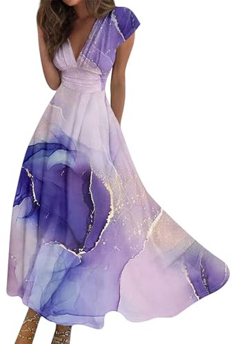 Robe De Plage Chic Longue Été Femme - Vetement Solde, Sweat, Soirée, Mariage, Grande Taille Décontractée - Violet Foncé XL
