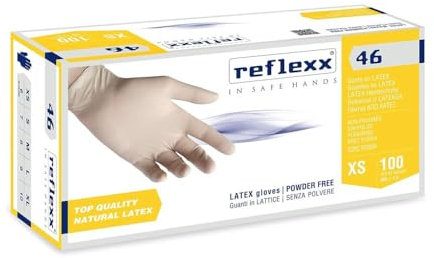REFLEXX R46 300 Guanti in lattice senza polvere - gr 5.7-300 pz VARIE TAGLIE - OFFERTA - DPI Cat. 3 ospedaliero dentale alimentare (M)