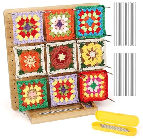 Aeelike Crochet Blocking Board Large, Blocking Board for Crochet 11 Inch, Crochet Blocking Board and Pins 30Pcs, Granny Square Blocking Board, Wooden Blocking Boards for Knitting and Crochet Projects