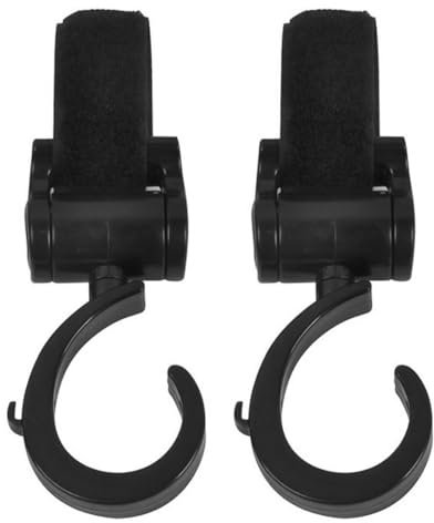 NUZAMAS 2er-Pack Haken für Kinderwagentaschen, 360-Grad-Drehclips mit Haken für Kinderwagen, drehbar für Buggy-Clips, Trolley-Hängetaschen