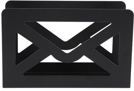 Porte-Courrier de Bureau en Métal Noir Moderne, Trieur Multifonctionnel Enveloppe Découpée