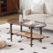 chairus Couchtisch mit Rattan Regal Ovaler Wohnzimmertisch Kleiner Kaffeetisch mit Stauraum Beistelltisch aus Holz für Wohnzimmer Schlafzimmer (Braun)