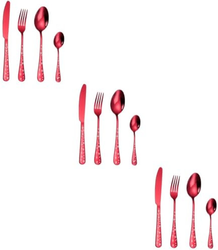 Cabilock 3 Juegos Cuchara y tenedor de Navidad talheres aco inocidavel cuberteria cúter vajilla de acero comiendo rojo cubiertos de navidad divisores vajilla de bistec cubiertos sencillos