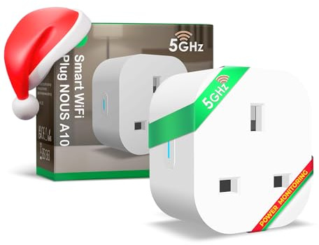Smart WiFi Plug NOUS A10 with Energy Monitoring, 13A, Dual-Band 2.4/5GHz, Voice Control, Timer & Schedule, Compatible with Alexa, Google Home, Siri Shortcuts, UK 3-Pin, 1 Pack