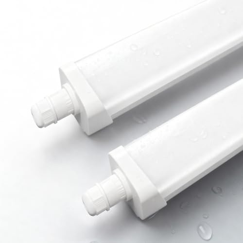 WARMELLE Néon LED Règle LED 120cm IP65 Étanche, Lot de 2 Pièces 36W,6600LM,4000K Neutre, Connexion en Série,SDCM<6 Ra>80, Pour Garage Entrepôt Bureau Cave