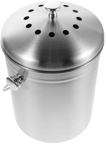 DECORNIJIA Compostador de Cocina Tapa Cubo de Basura para Residuos de Comida para Encimera de Cocina Hecho de Acero Inoxidable