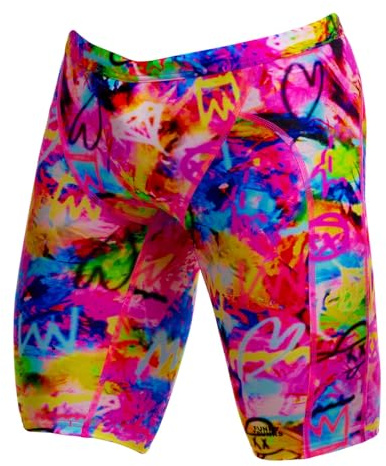 Funky Trunks Jammer Costume da bagno Tag Her Boy I bambini per allenamento, tempo libero e spiaggia in materiale resistente al cloro e all'acqua salata, multicolore, 164