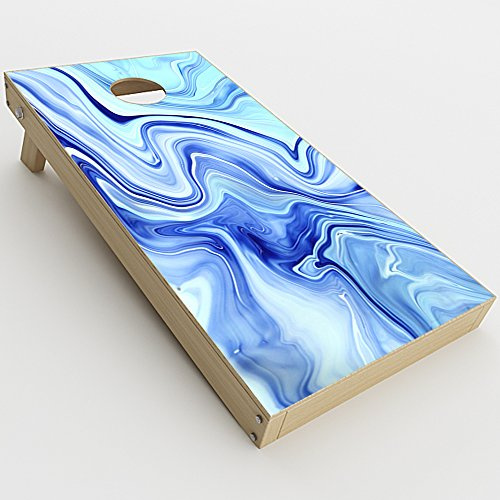 Skin Decal Vinyl Wrap for Cornhole Game Board Bag Toss (2xpcs.) Skins Stickers Cover/Blue Marble Rocks Glass