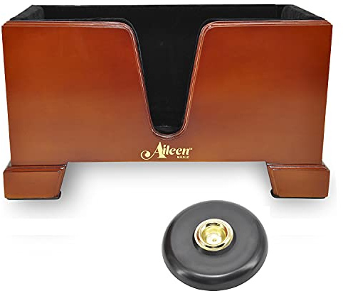 Aileen STC02 4/4 Full Size Burgundy Wooden Cello Box Stand, Black Premium Velvet Plush Interior Including Bow Holder with Anti-Slip Mat