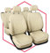 Saferide 3er Set Autositzbezüge PKW universal | Auto Sitzbezüge Kunstleder Beige für Airbag geeignet | für Vordersitze und Rückbank | 1+1 Autositze vorne und 1 Sitzbank hinten teilbar Reißverschlüsse