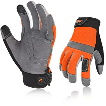 Vgo... 2 pares Guante de Trabajo Touchscreen Resistentes,Guantes Protección para Almacén Obra Portero Montaje Mecánicos