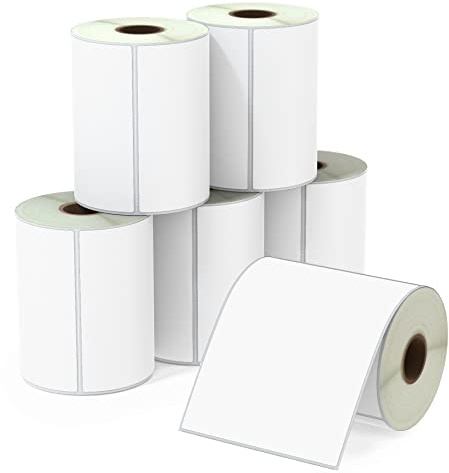 BETCKEY - 102mm x 127mm(4 in x 5 in) Perforated Etichette Termiche per Spedizione di Grandi Dimensioni e Uso Multiplo Compatibile con stampanti Zebra e altre [6 Rotoli/2100 Etichette]