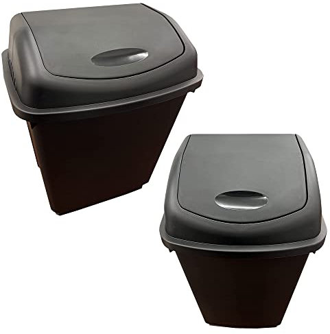 STAR SUPPLIES Home Kitchen Office Swing Bin 50 Litre Black Recycling Flip Top Waste Rubbish Dustbin (2)