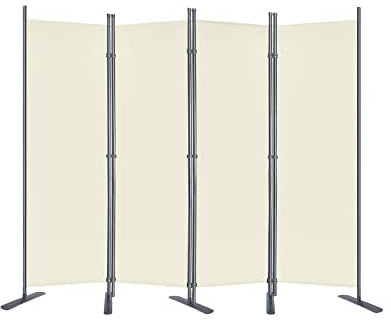 ACXIN 225 x 180 cm, flexibel, justerbar rumsavdelare, insynsskydd, 4 skiljeväggar av tyg, rumsavdelare, skiljevägg, balkong, insynsskydd, skärmvägg, vikbar, beige