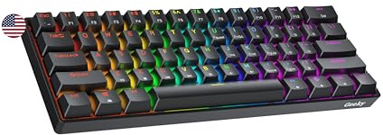 Geeky GK61 SE 60% | Clavier de Jeu Mécanique | 61 Touches Multicolores Rétroéclairées RGB LED pour Gaming PC/Mac | ANSI US Clavier Américain (Noir, Mechanical Black)